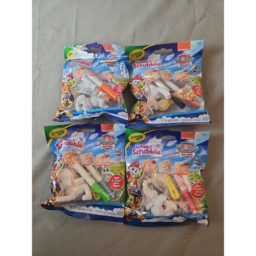 Crayola Scribble Scrubbie Paw Patrol Skye, Rocky, Zuma And Marshall Lot Of 4